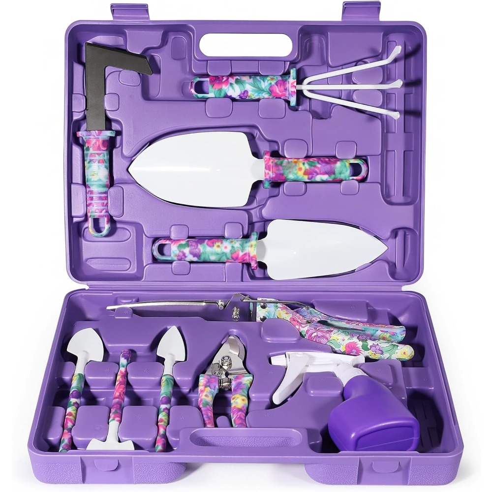 Gardening Tools For Women - 10-Piece Gardening Tools Set with Floral-Print