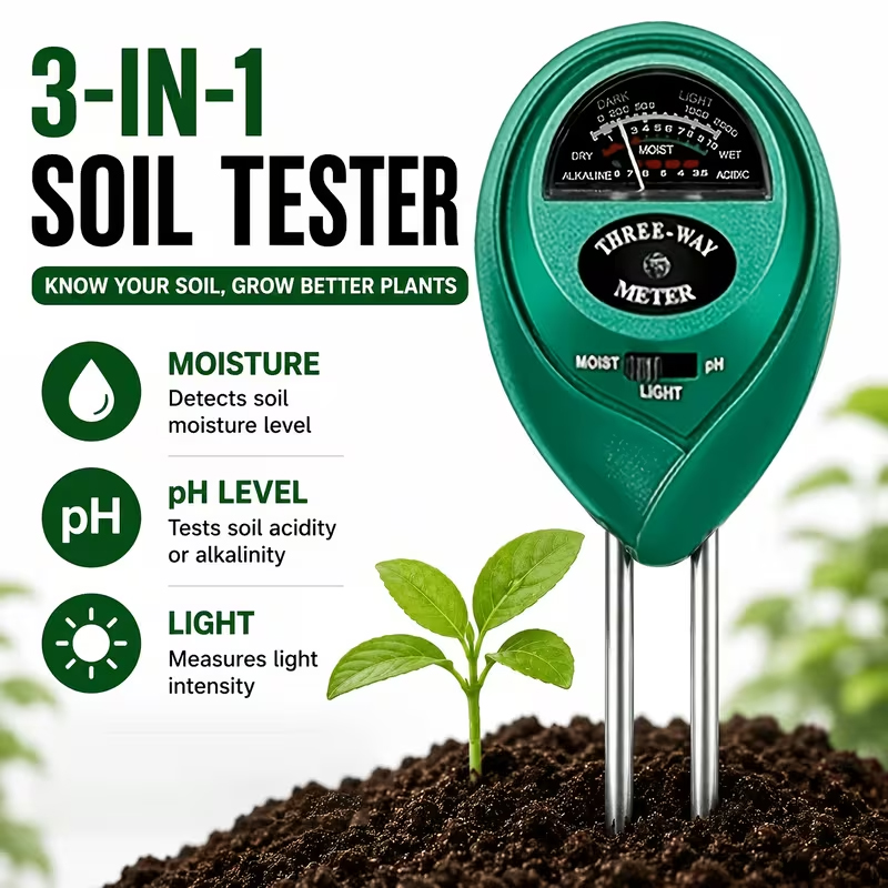 Moisture Meter Plant - 3-in-1 Soil Tester (Moisture, PH, and